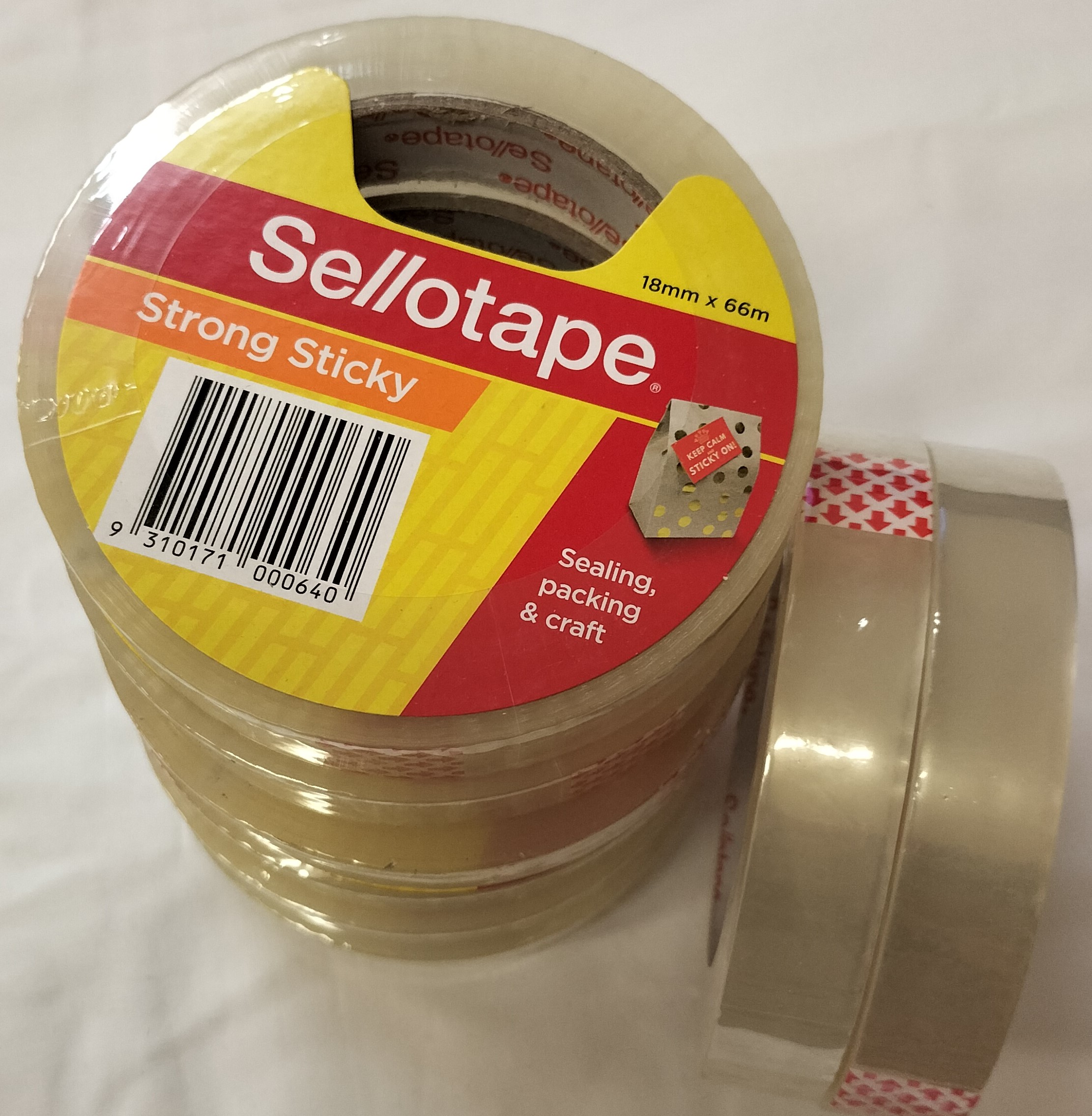 Sticky Tape Clear Sello 18mm x 66m (Large Core) Pk8